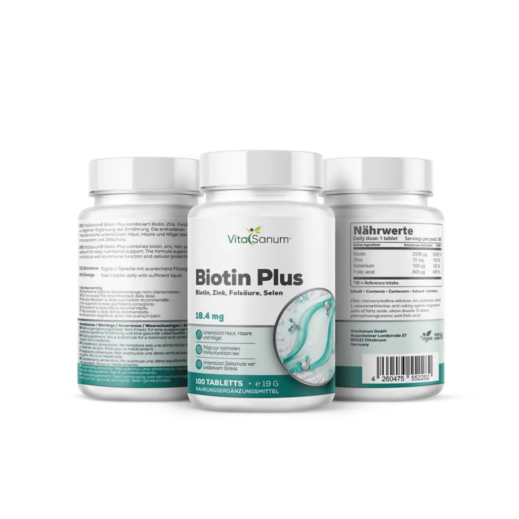 VitaSanum Biotine Plus zinc sélénium 2500 µg – 100 comprimés — VitaSanum