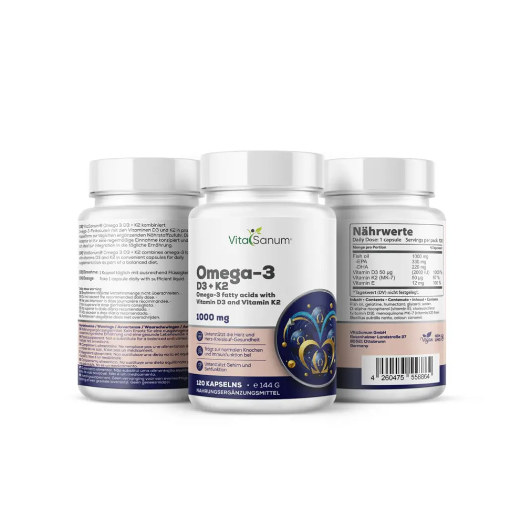 VitaSanum® Omega 3 D3+K2 1000 mg 120 Kapseln — VitaSanum