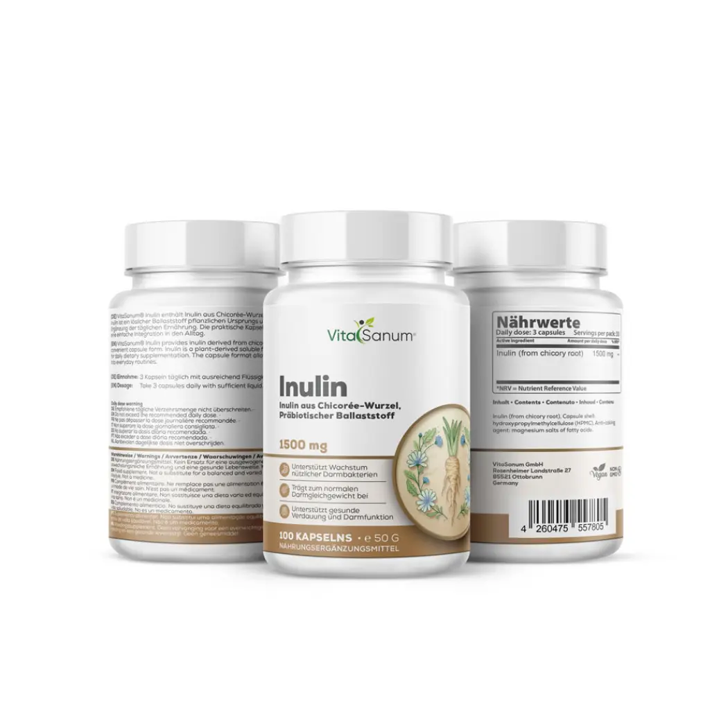 Inulin aus Chicorée-Wurzel 1500 mg, 100 Kapseln — VitaSanum