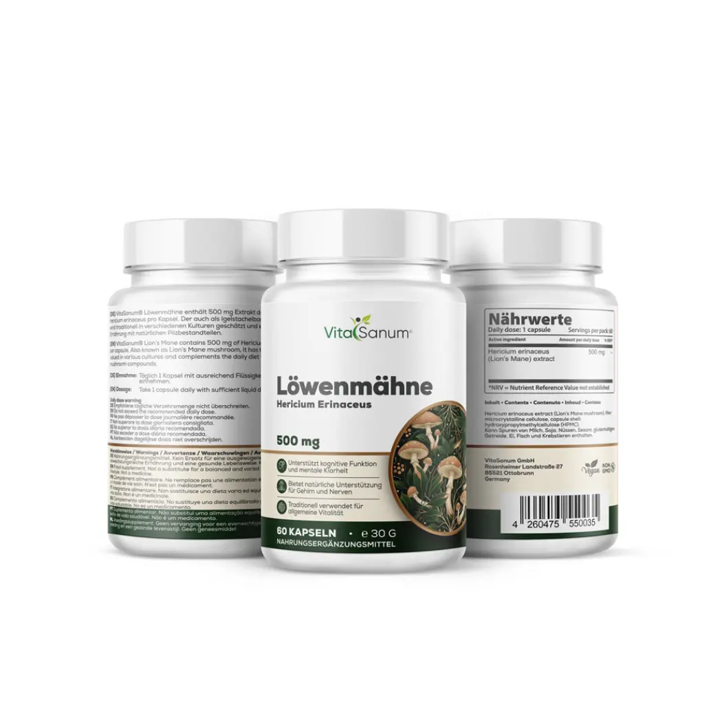 VitaSanum Crinière de lion 500 mg – 60 gélules — VitaSanum