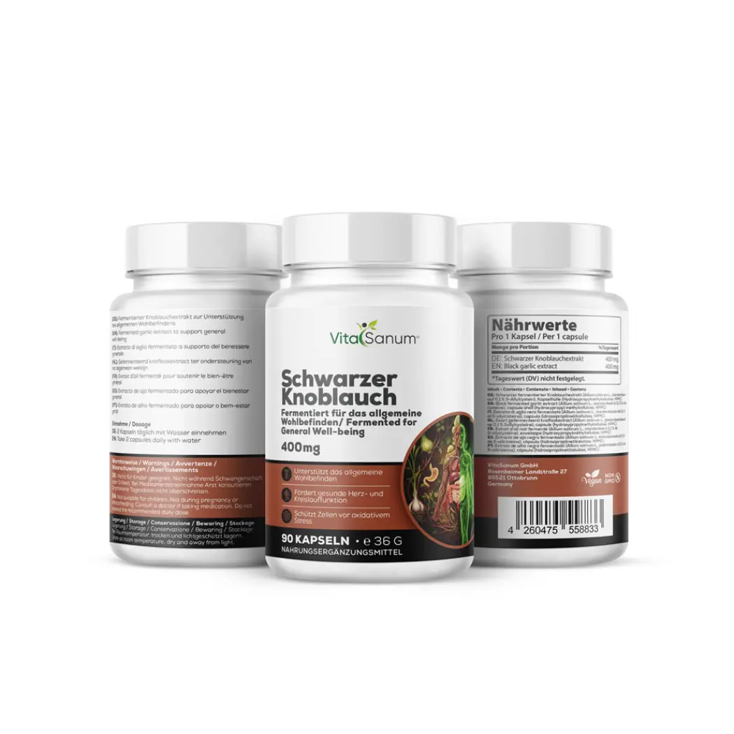 VitaSanum Ail noir fermenté 400 mg – 90 gélules — VitaSanum