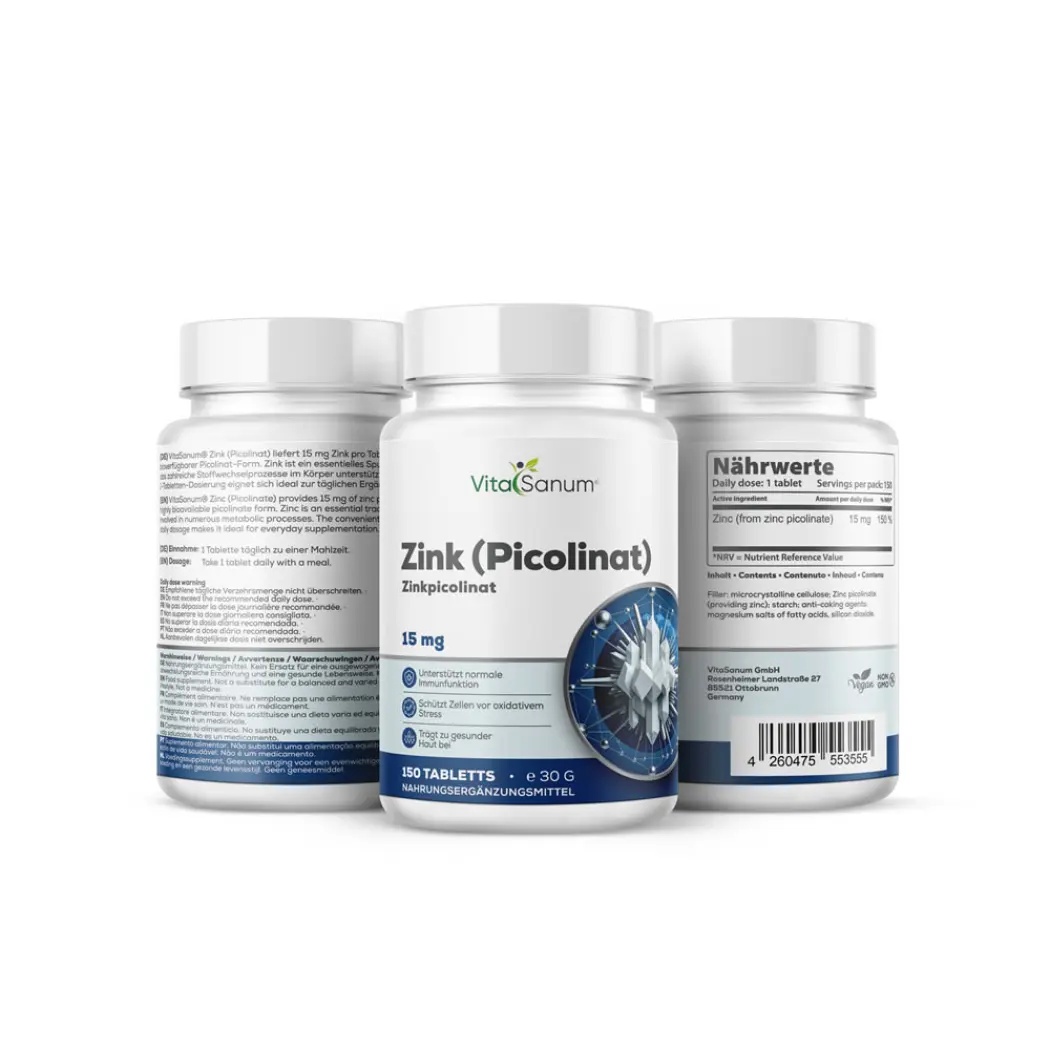 Zinc picolinate 15 mg – 150 comprimés — VitaSanum