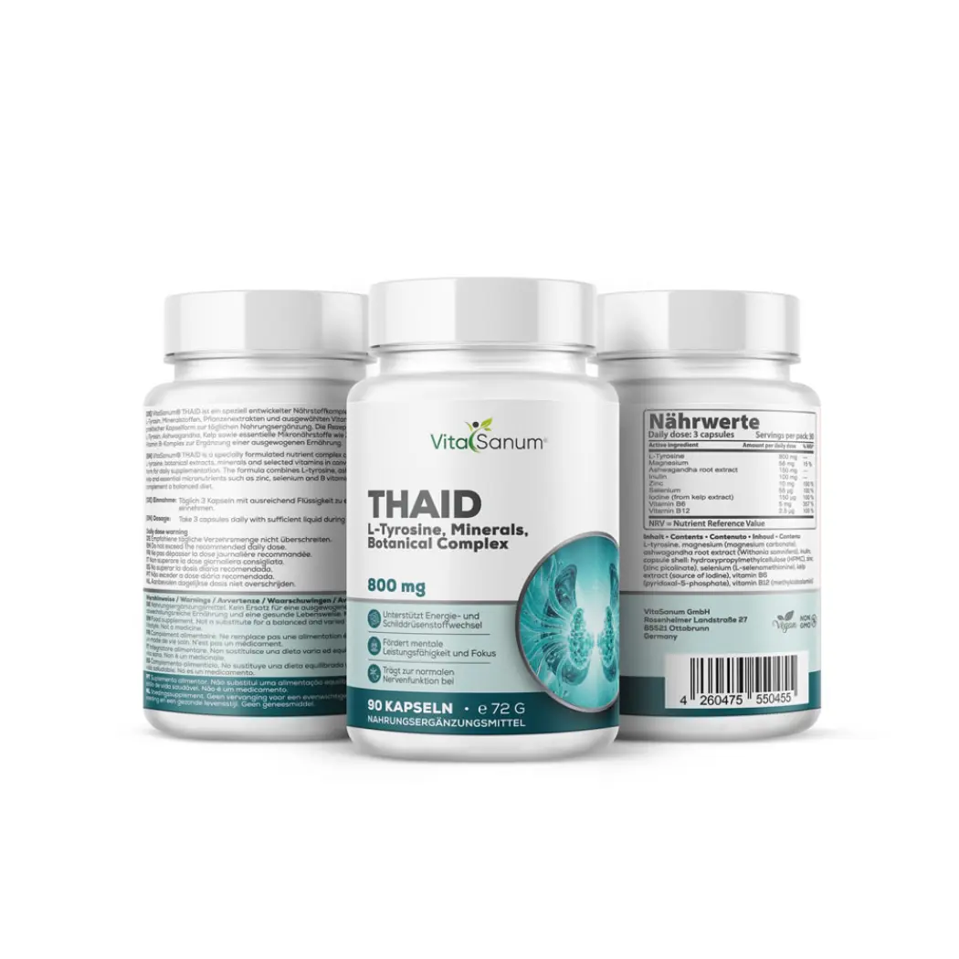 L-tyrosine 800 mg, iode et sélénium – 90 gélules — VitaSanum