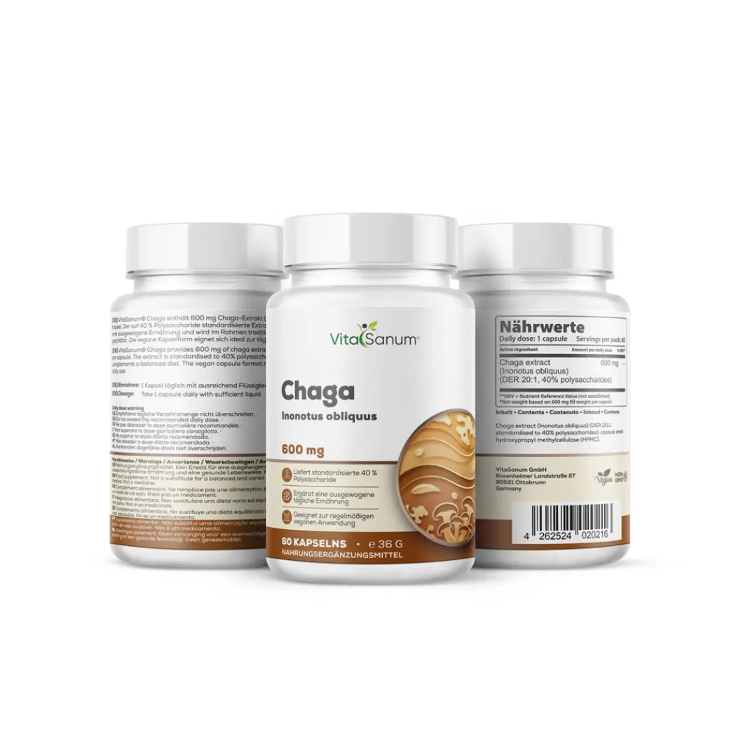 VitaSanum Chaga 600 mg – 60 gélules — VitaSanum