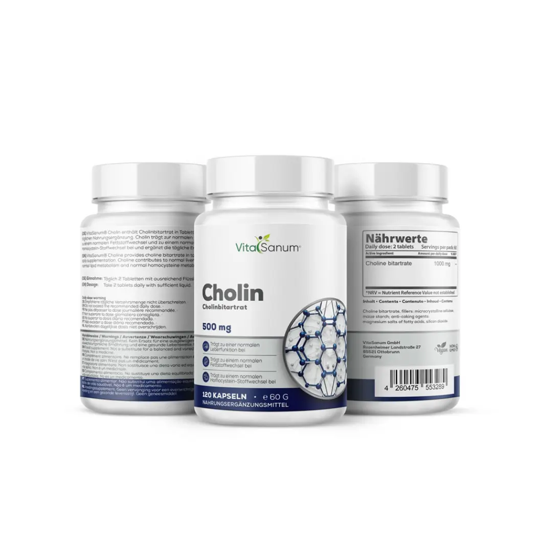 Cholinbitartrat 1000 mg – 120 Kapseln — VitaSanum
