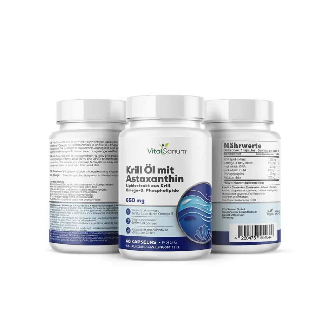 VitaSanum Huile de krill astaxanthine 1000 mg – 60 gélules — VitaSanum