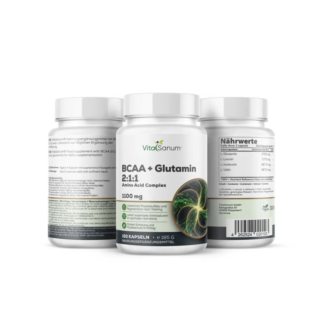 BCAA + Glutamine 2:1:1 5500 mg - 150 gélules — VitaSanum