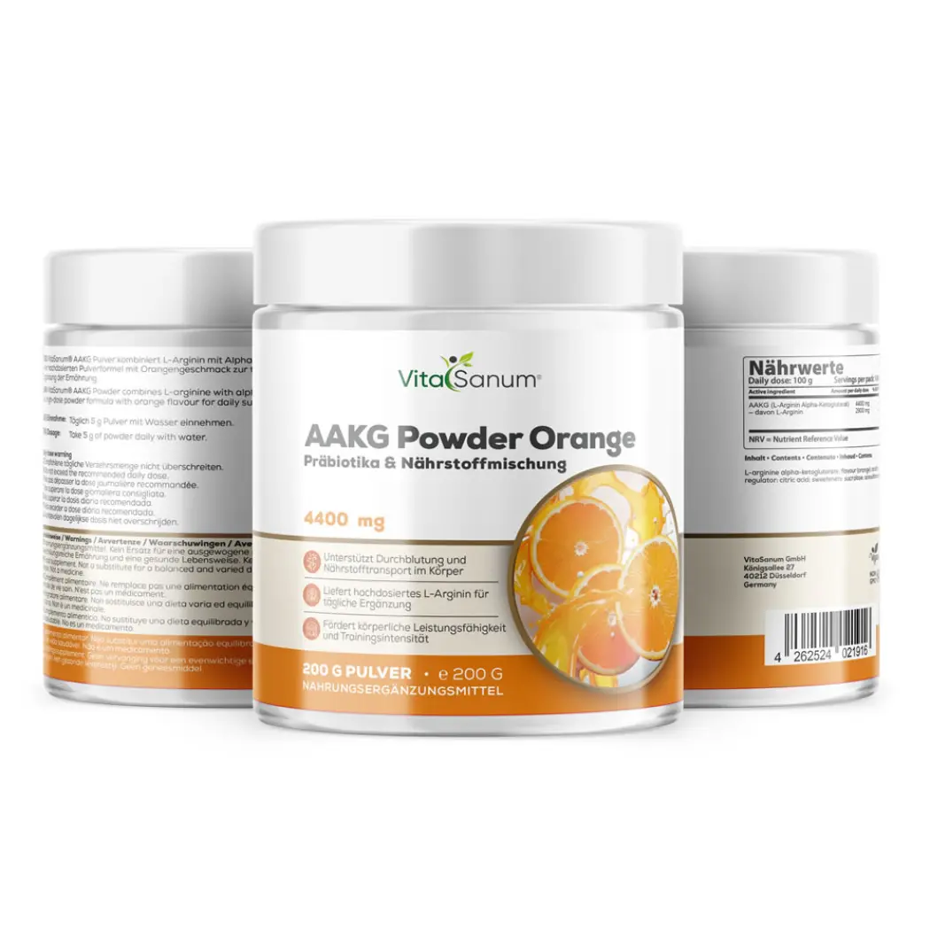 AAKG Powder Orange 4400 mg – Pulver Orange 200 g — VitaSanum