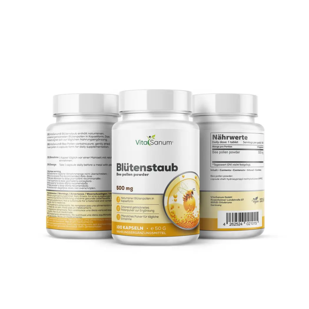 VitaSanum® Blütenstaub 500 mg – 100 Kapseln — VitaSanum