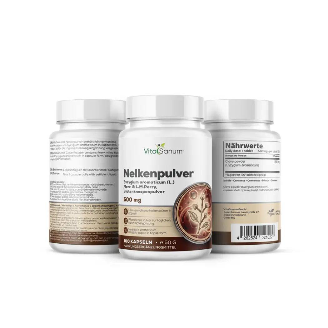 Nelkenpulver 500 mg – 100 Kapseln — VitaSanum