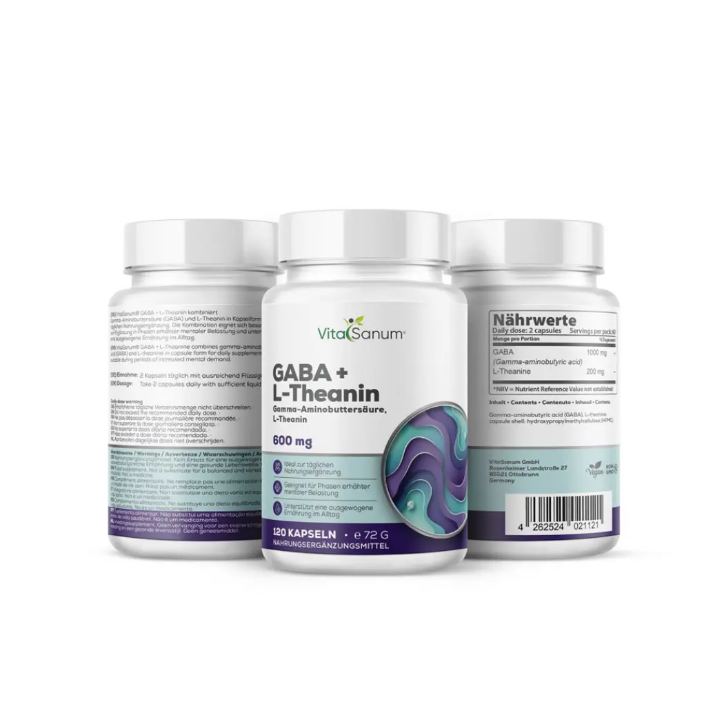 GABA + L-théanine 1000 mg / 200 mg – 120 gélules — VitaSanum