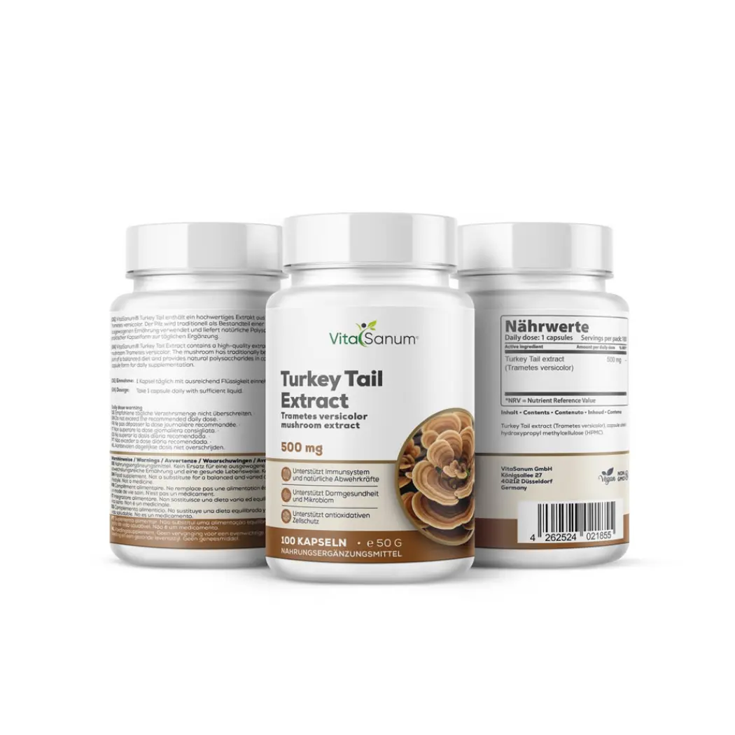 Turkey Tail Extrakt 500 mg – 100 Kapseln — VitaSanum