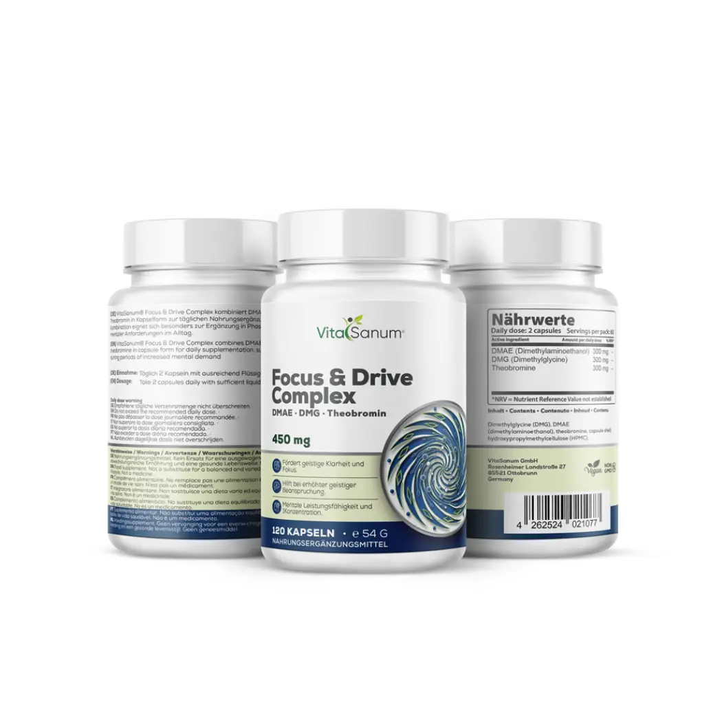 VitaSanum Focus & Drive Complex – DMAE, DMG, Theobromin 120 Kapseln — VitaSanum