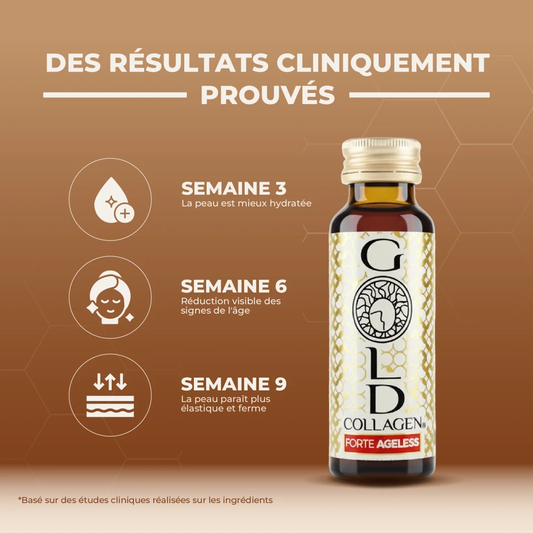 GOLD COLLAGEN FORTE AGELESS | Flüssiges Kollagen 12.000 mg | Hyaluronsäure, Elastin, Ceramide — Gold Collagen