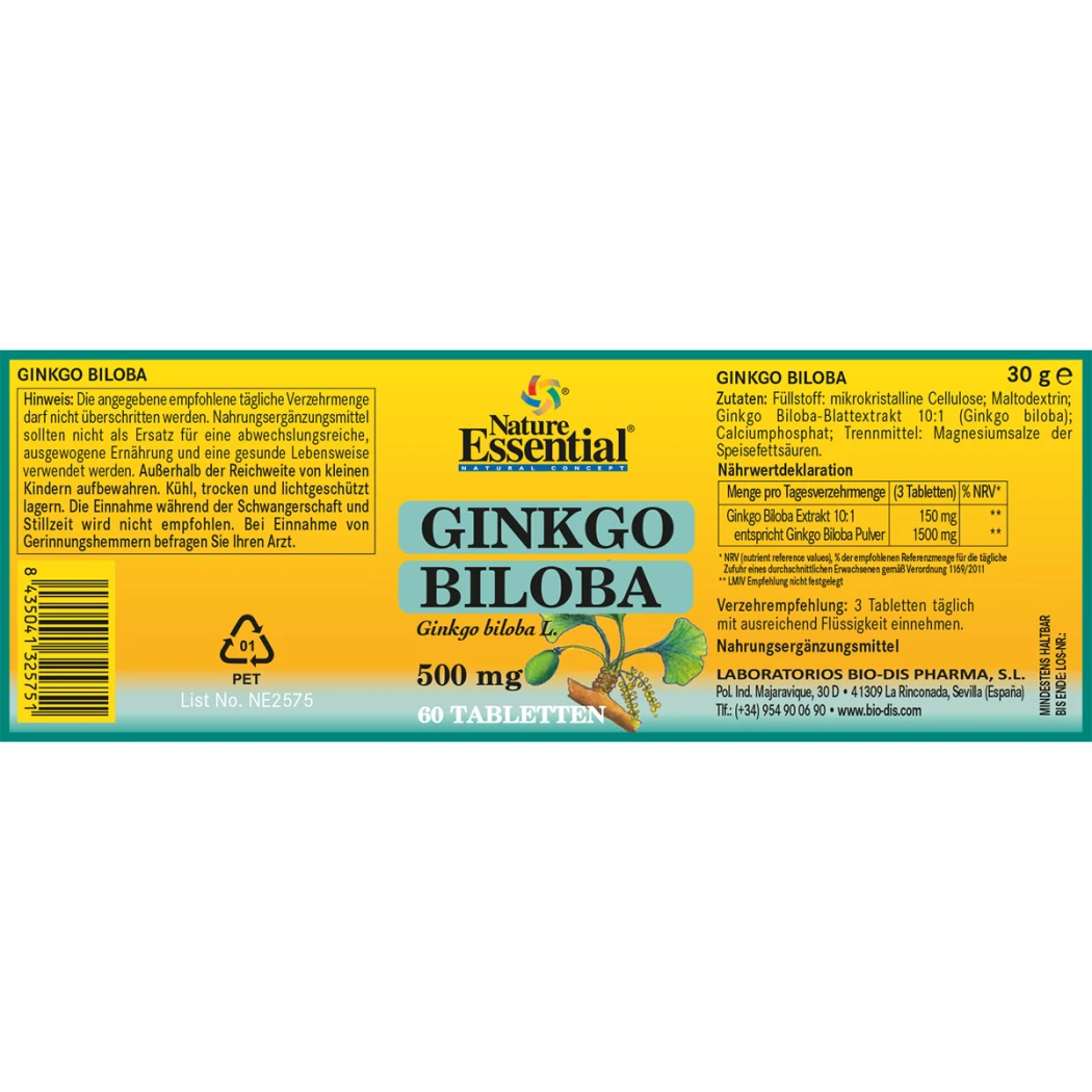 Nature Essential GINKGO BILOBA 500 mg — Green Future E-Commerce GmbH