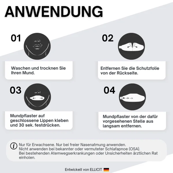 Mundpflaster 30 Stück – Fördert die Nasenatmung & kann Schnarchen reduzieren