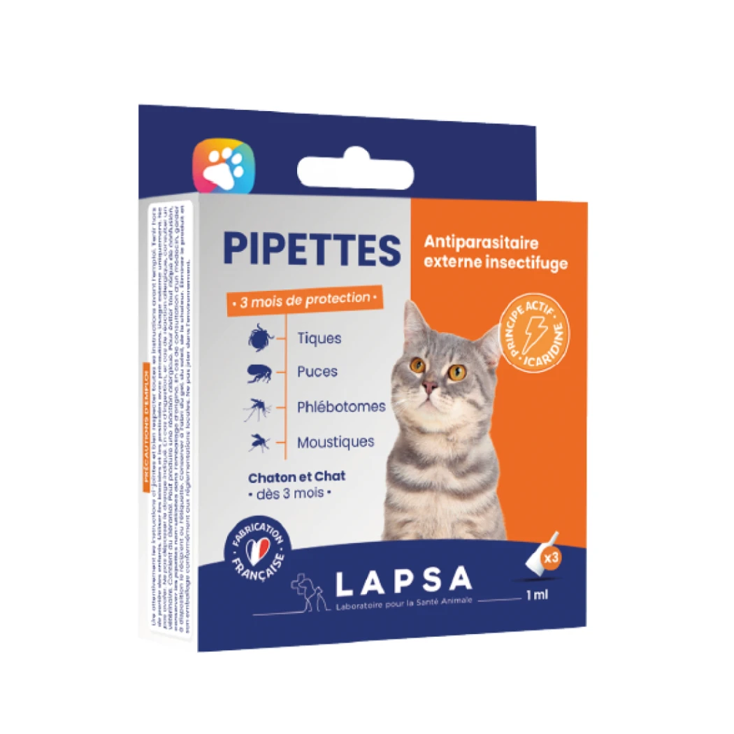 Pipettes Antiparasitaires Icaridine - Chaton et Chat — LAPSA