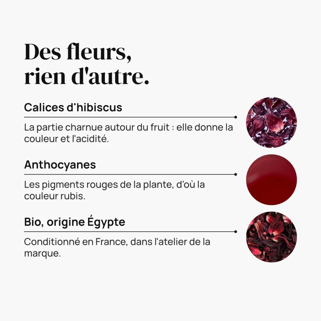 Fleurs d'hibiscus bio - infusion karkadé, sachet 150 g — Terre et Symbiose