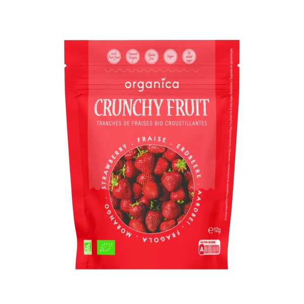 Crunchy Fruit Fraise, fraises bio lyophilisées 5 x 12 g