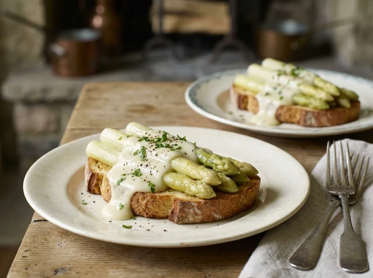 Asparagus on Toast (Two portions)