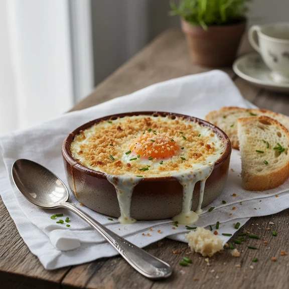 Baked Egg with Bread Crumbs