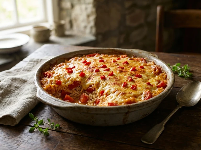 Baked Tomato, Cheese, and Rice