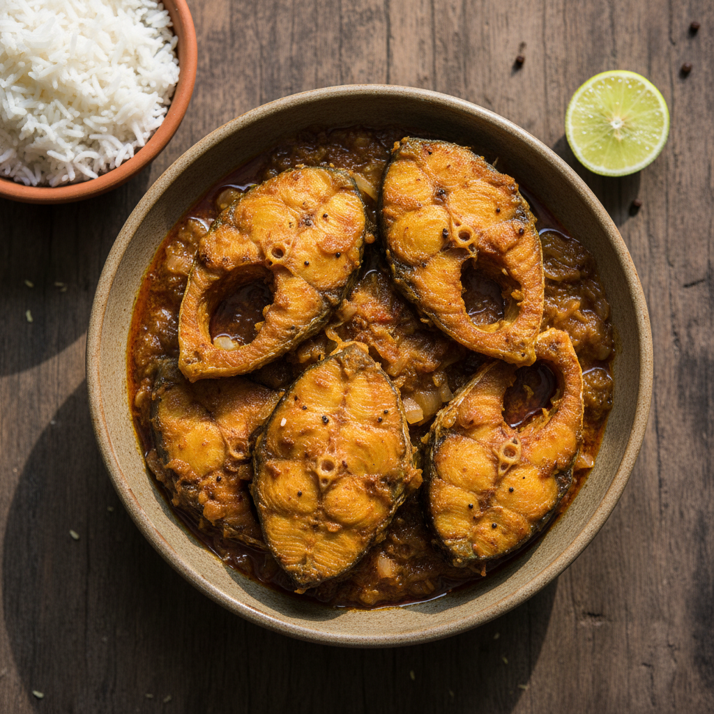 Sliced Hilsa Fish Fried in Curry Condiments