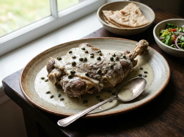 Boiled Mutton with Caper Sauce