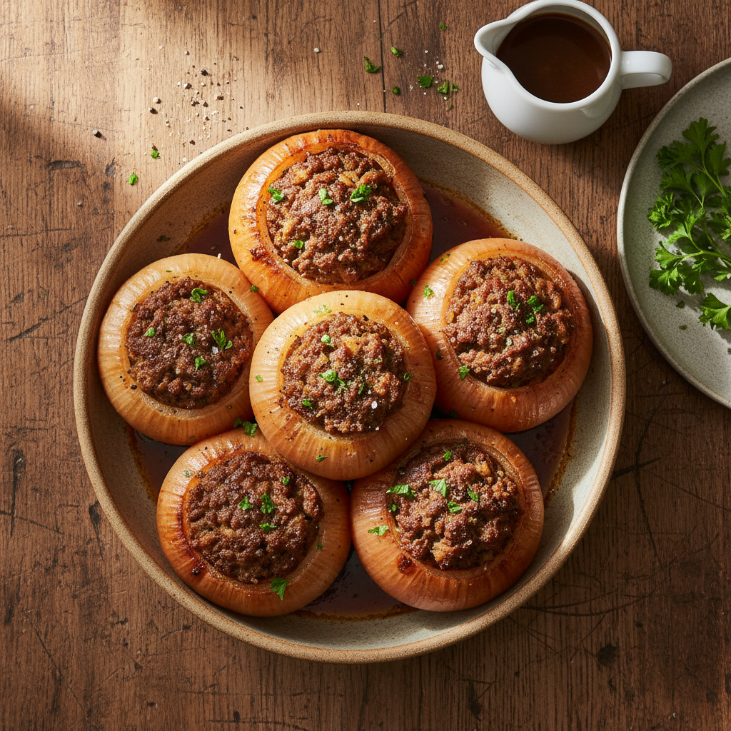 Forcemeat Stuffed Onions