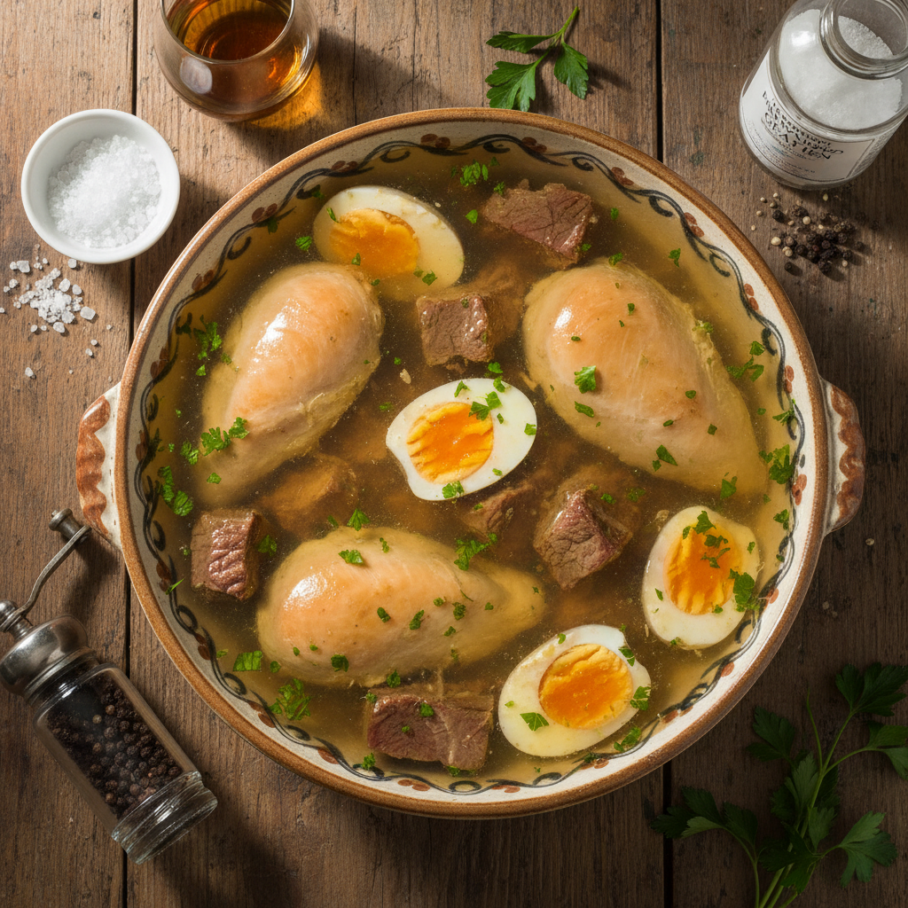 Meat or Birds in Aspic Jelly