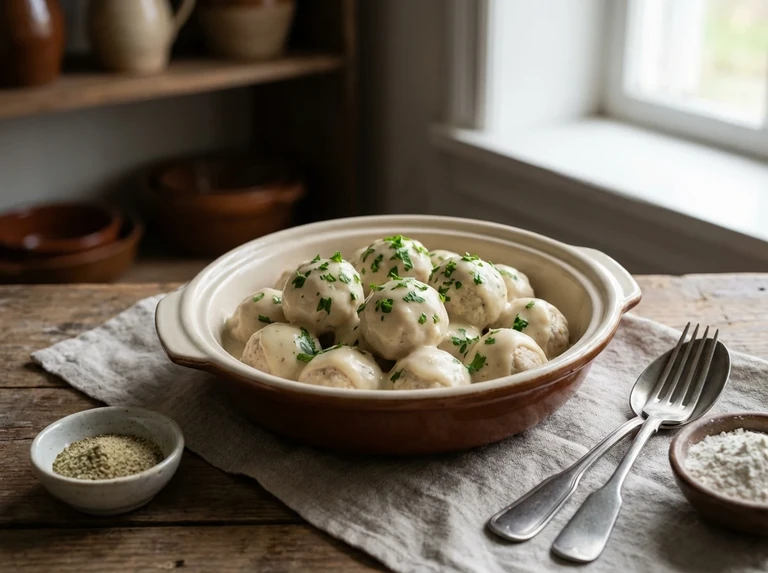 Chicken Klopps with Bechamel Sauce
