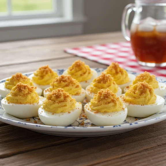 Deviled Egg Yolks with Cracker Crumbs