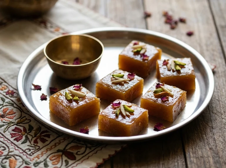 Dhanvarai Khandvi (Sweet Wheat Squares)