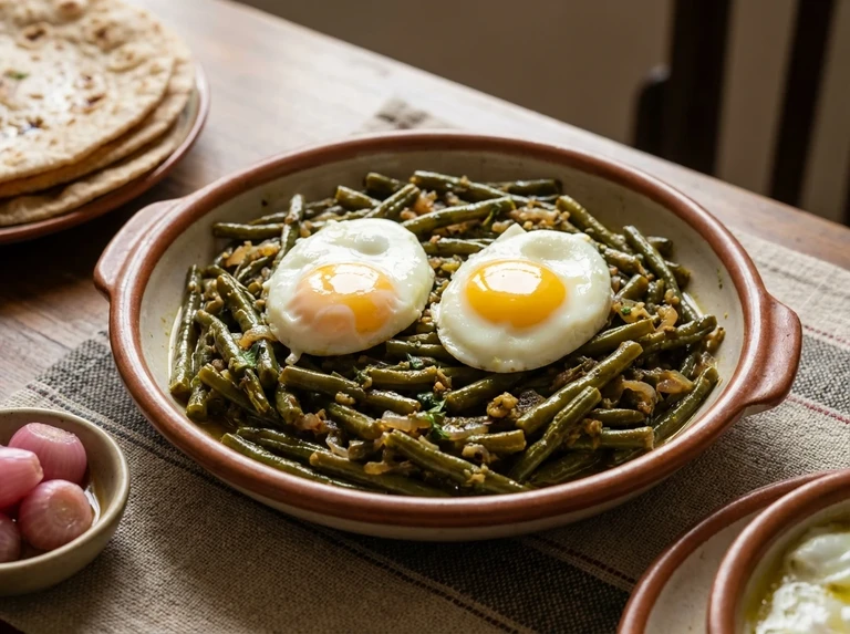 Eggs on Chodhari Beans