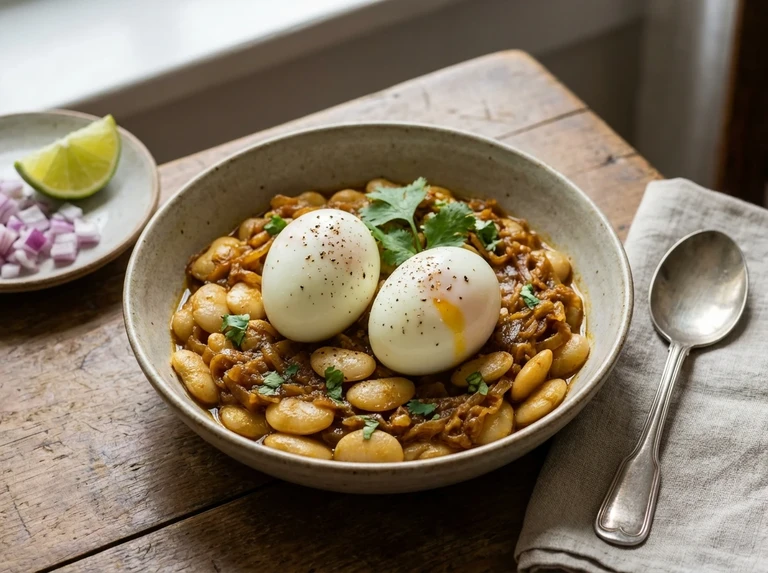 Eggs on Lima Beans (Double Beans per Eeda)