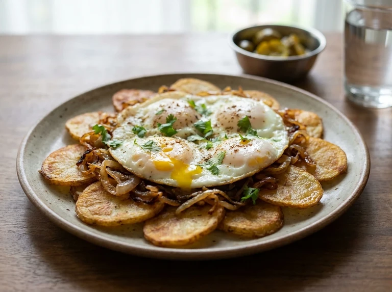 Eggs on Potatoes (Eeda Batata Par)
