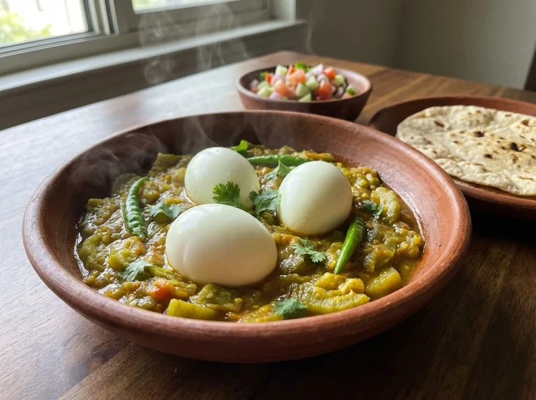 Eggs on Ridge Gourd (Turia Per Eeda)