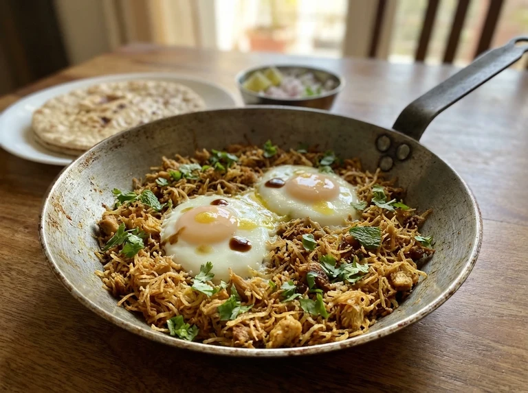 Eggs on Shredded Meat or Chicken