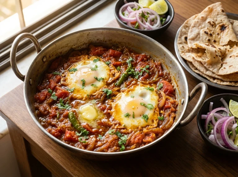 Eggs on Spiced Tomatoes (Tamota Par Eeda)