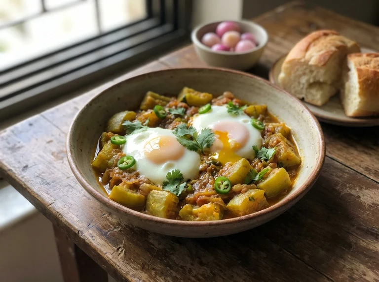 Eggs on Sponge Gourd