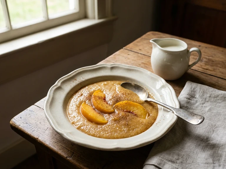 Farina Pudding with Peaches