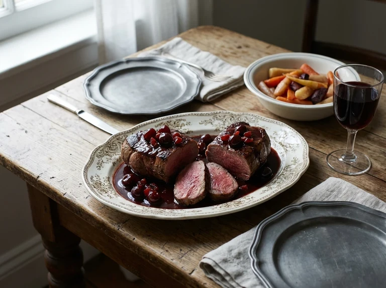 Fillets of Lamb, Cherry Sauce