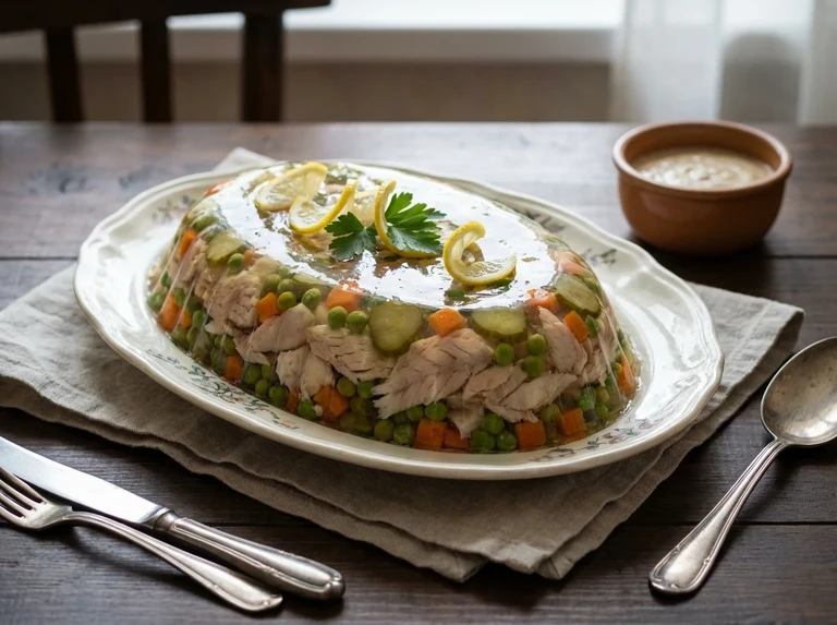 Fish Salad Moulded in Aspic