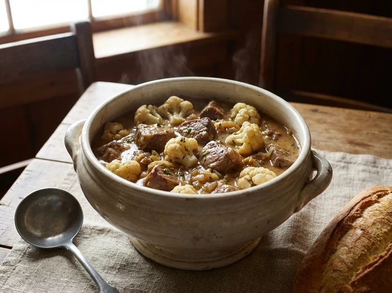FRICASSEED VEAL WITH CAULIFLOWER