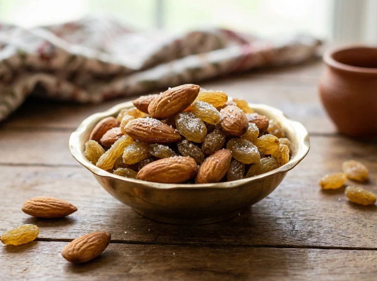 Fried Almonds and Raisins