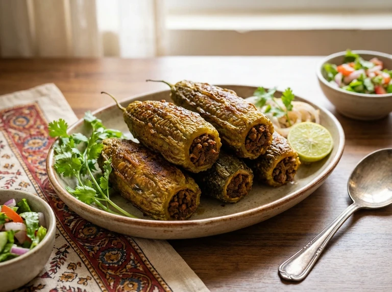 Fried Stuffed Bitter Gourd with Minced Meat