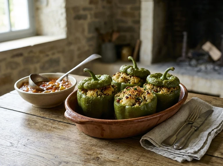 Green Peppers Stuffed with Cauliflower