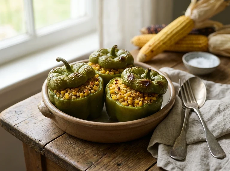 Green Peppers Stuffed with Corn