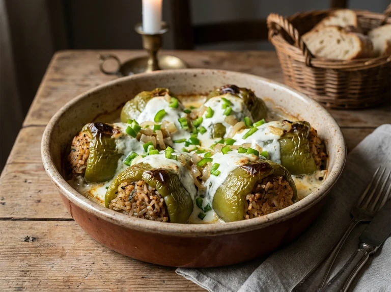 Green Peppers Stuffed with Rice