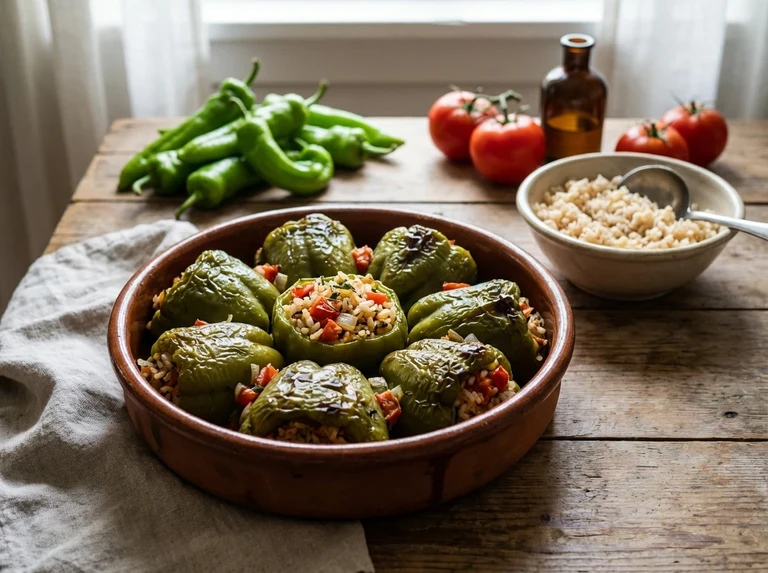 Green Peppers Stuffed with Vegetables